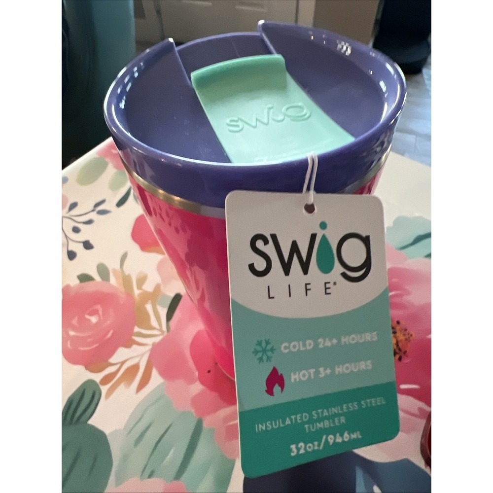 Swig Life Insulated Stainless Steel Tumbler Pink Colorblock NEW 32oz -Free Ship!